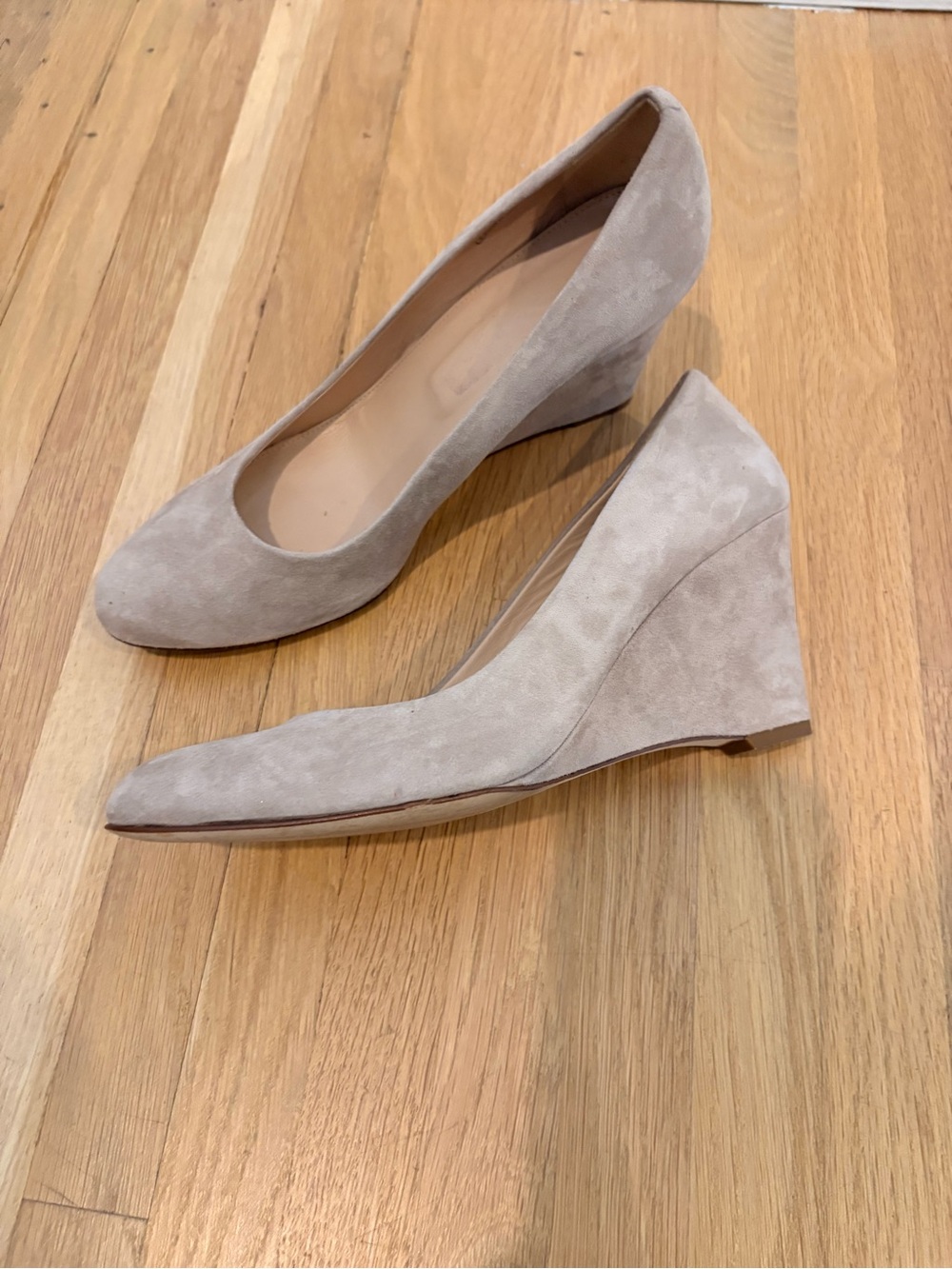 JCrew Women's Suede Wedge Pump in Light Taupe